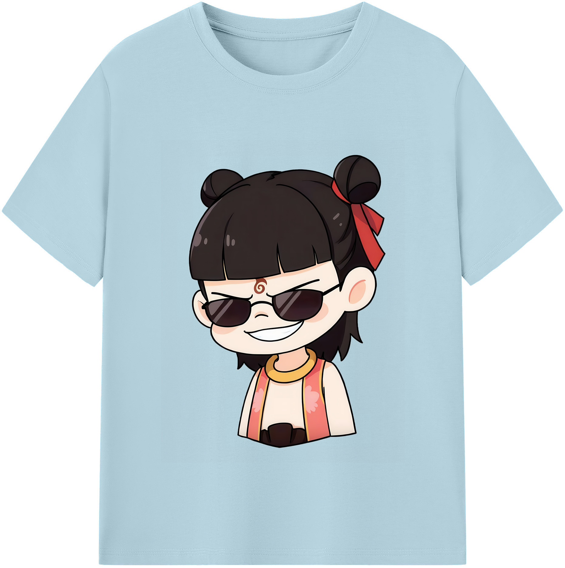 （画像用） Ne Zha 2 ナタ 魔童の大暴れ 綿100％半袖Tシャツ（フロントプリント）